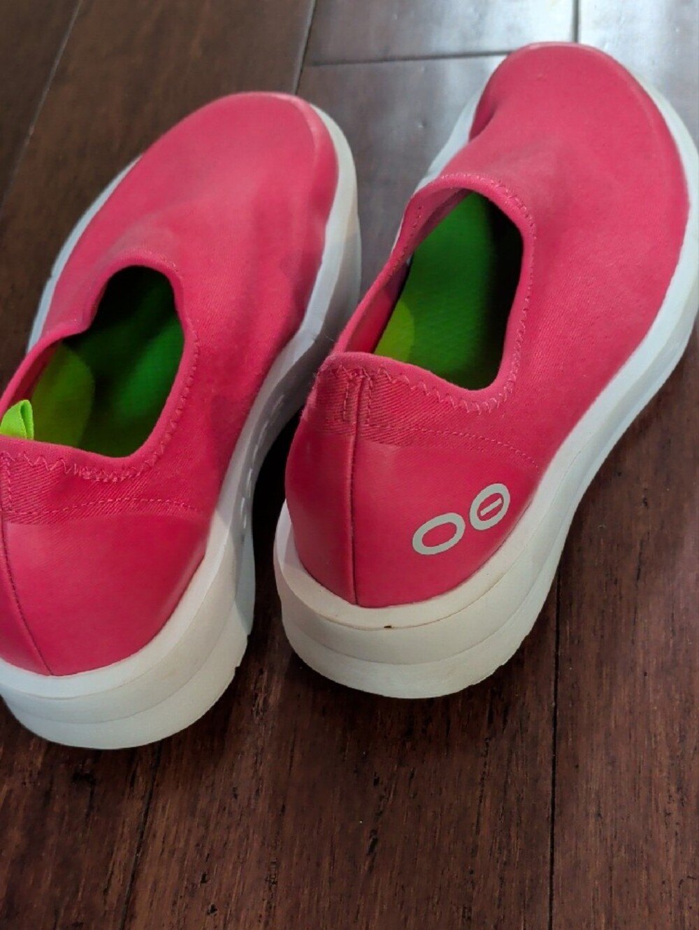 OOFOS Women's Slip-On Sneakers in Bright Pink with White Sole - Picture 10 of 14